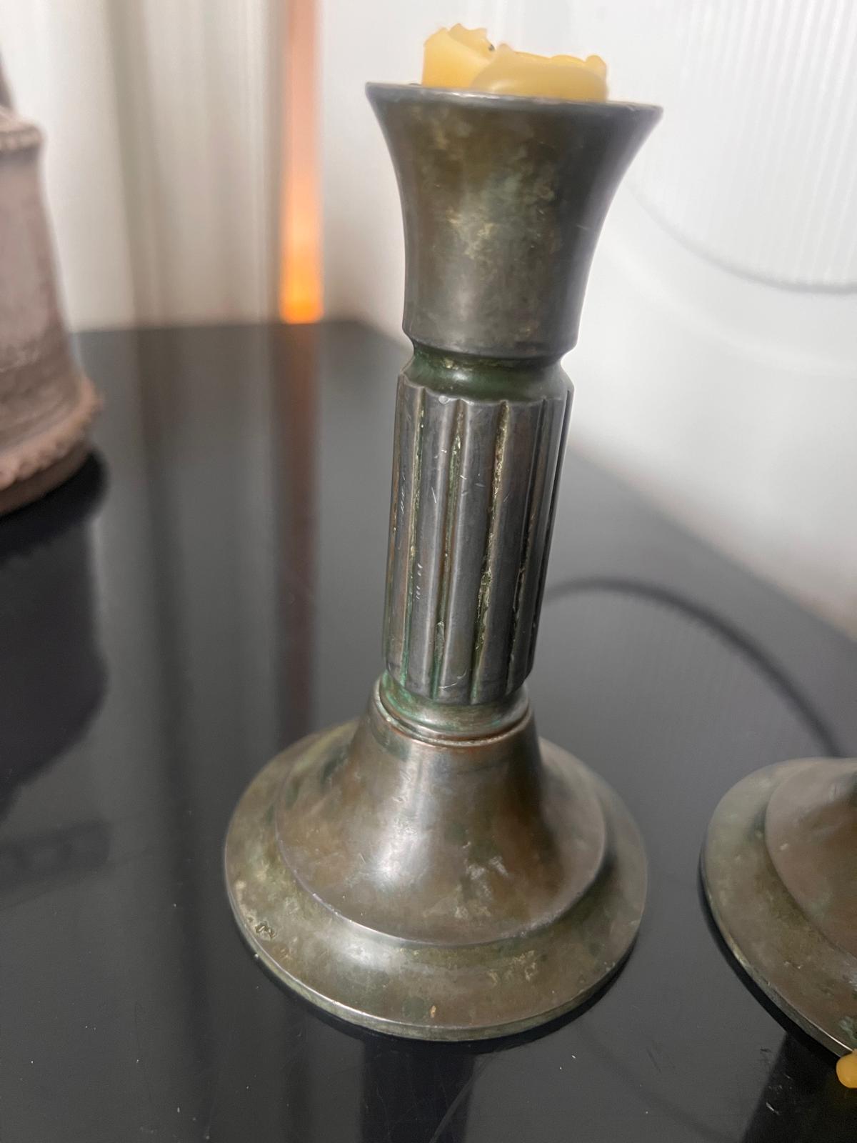 Set of Scandinavian Tenn candlestick holders - Image 3