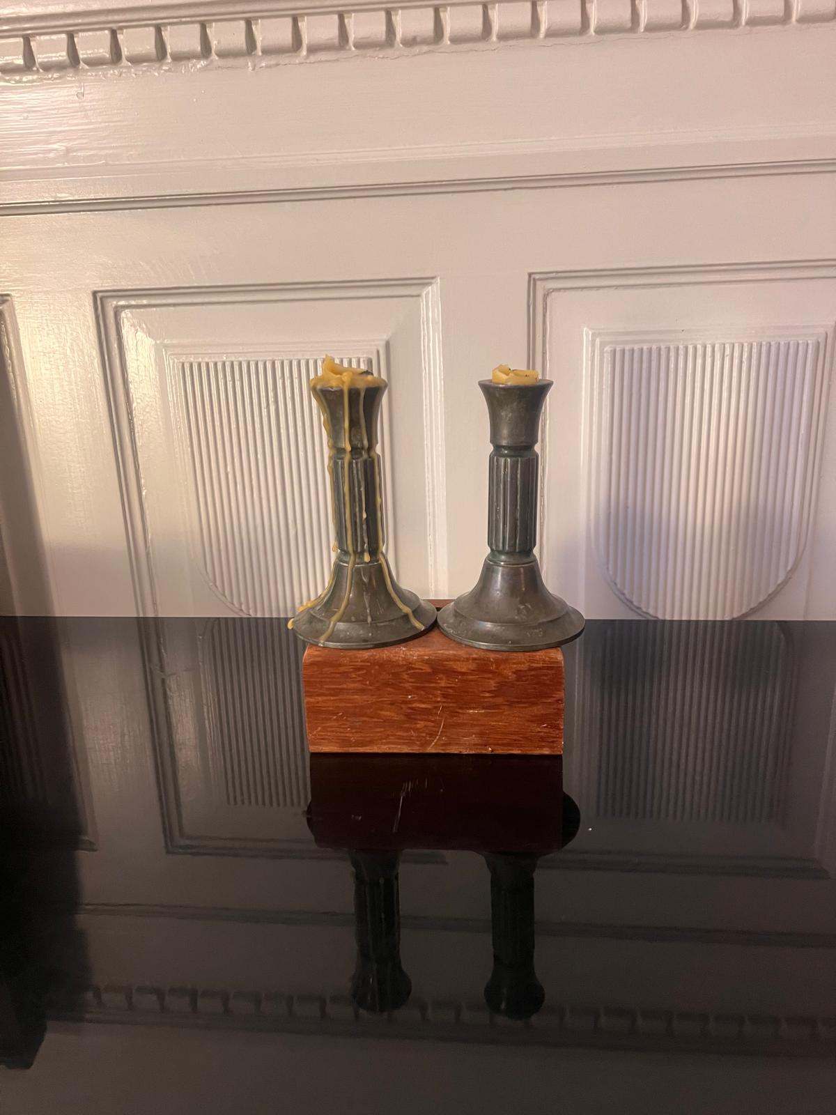 Set of Scandinavian Tenn candlestick holders - Image 2